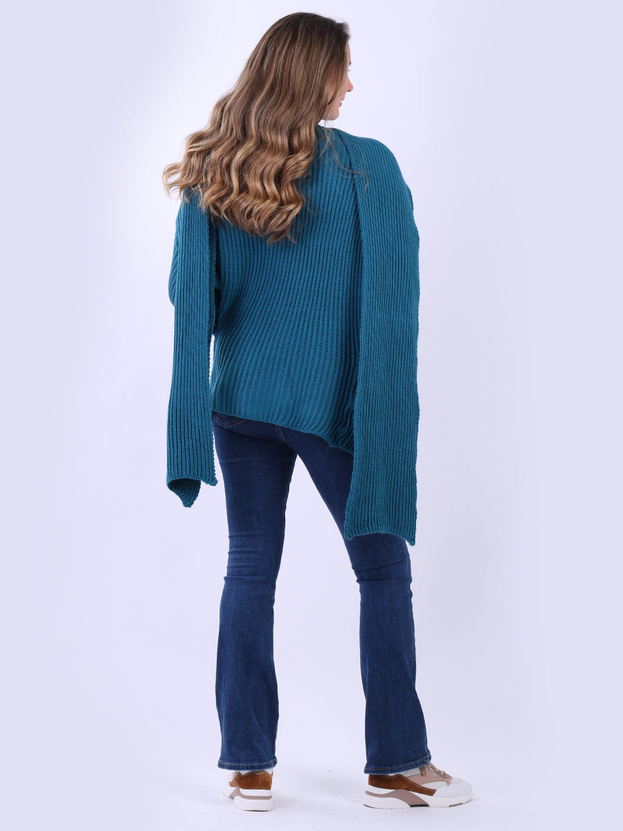 Chunky Cable Knit Asymmetrical Cardigan