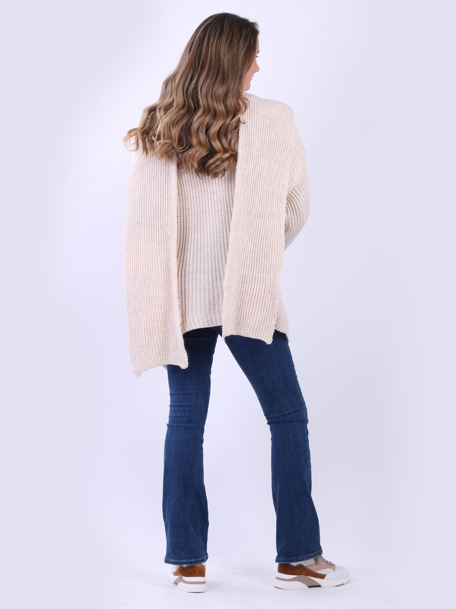 Chunky Cable Knit Asymmetrical Cardigan