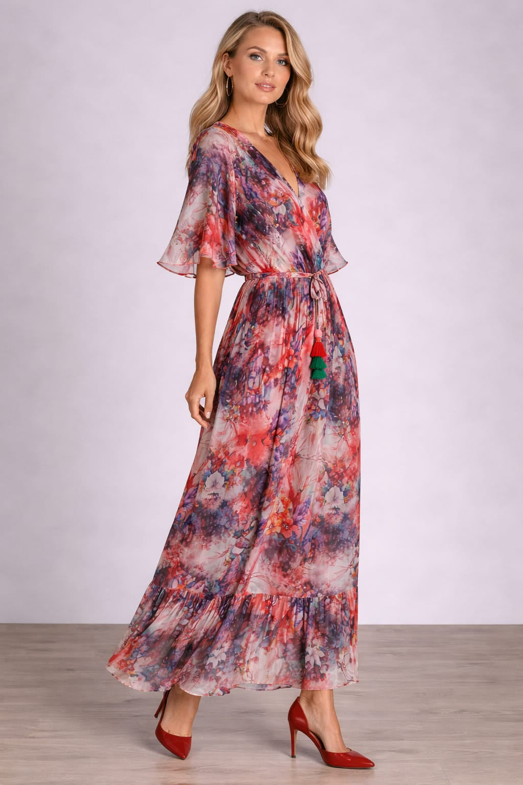 Floral Print Plus Size Women Boho Maxi Dress