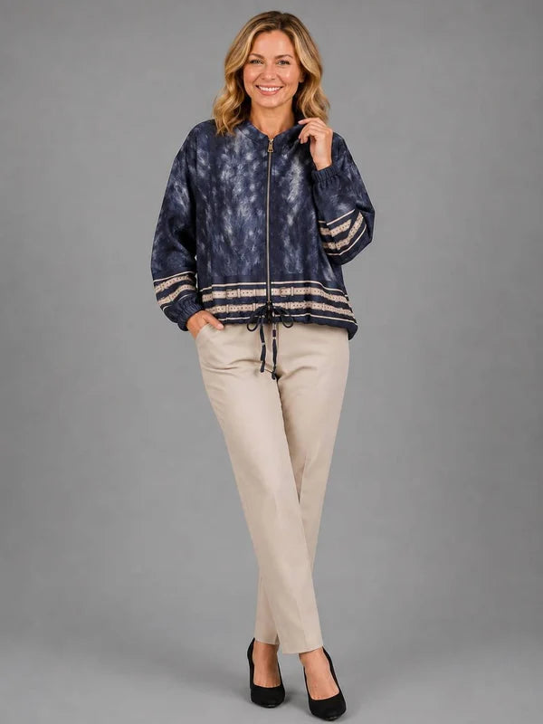 Leopard Crop Jacket Navy