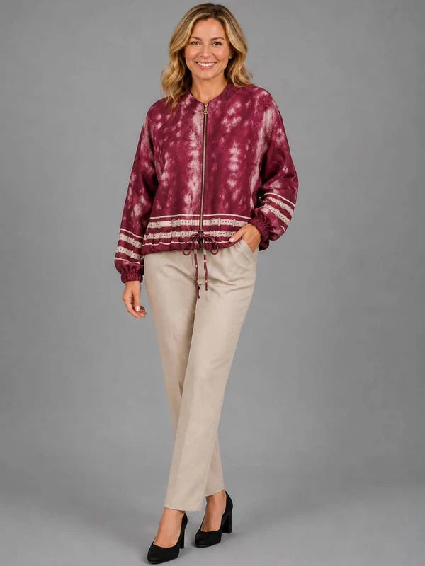 Leopard Crop Jacket Wine