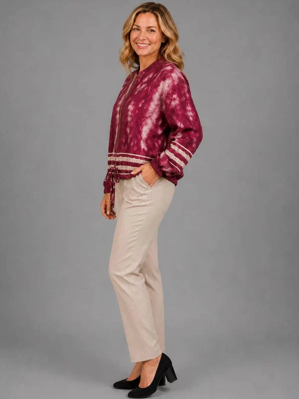 Leopard Crop Jacket Wine