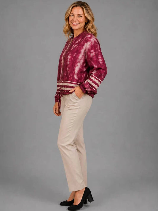 Leopard Crop Jacket Wine