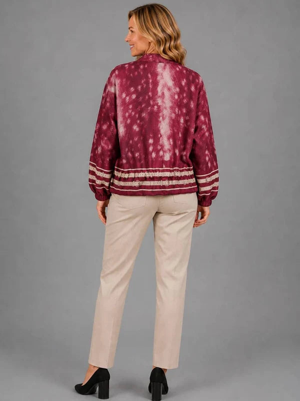 Leopard Crop Jacket Wine
