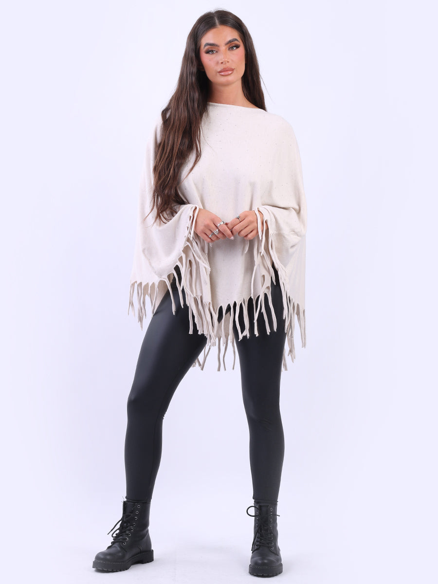 Glittery Women Knitted Poncho