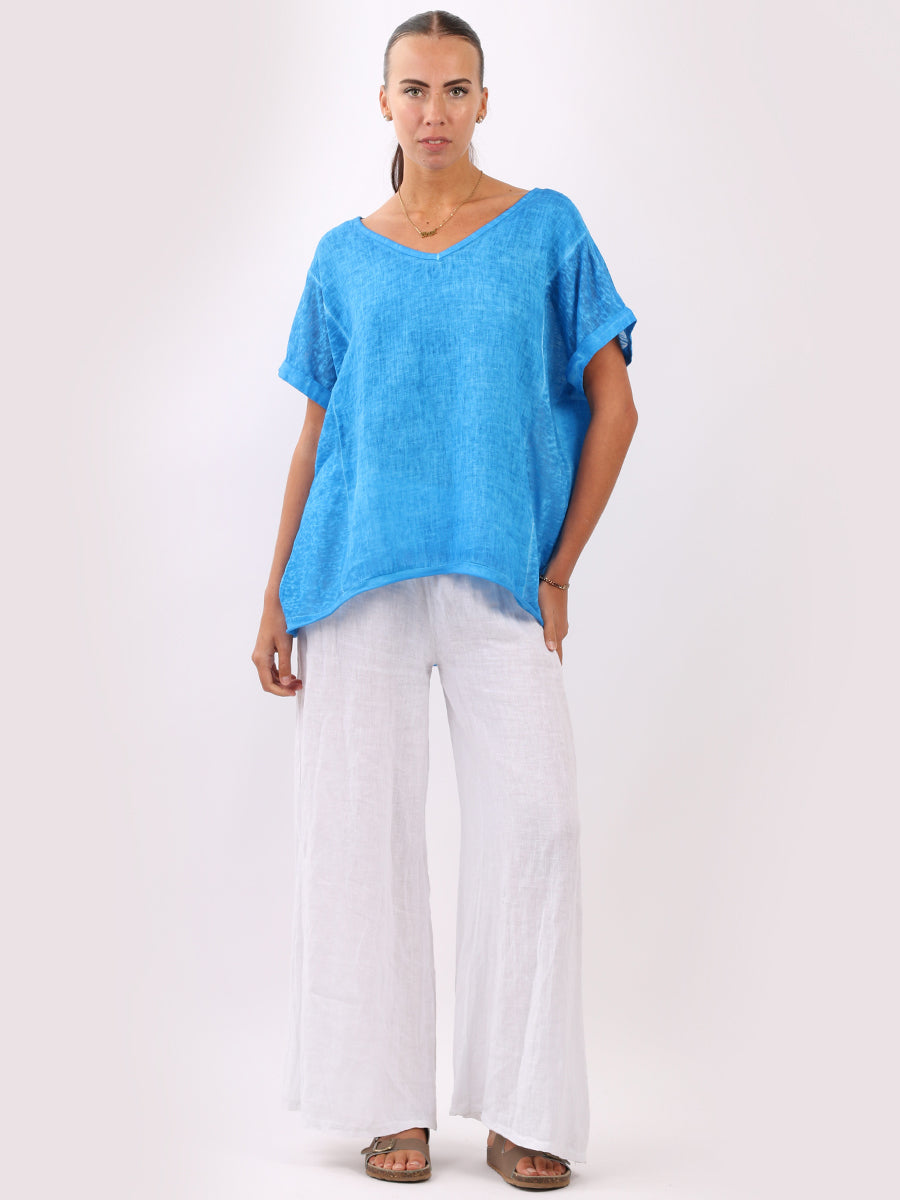 Linen Hi-Lo Ladies Vintage Washed Top