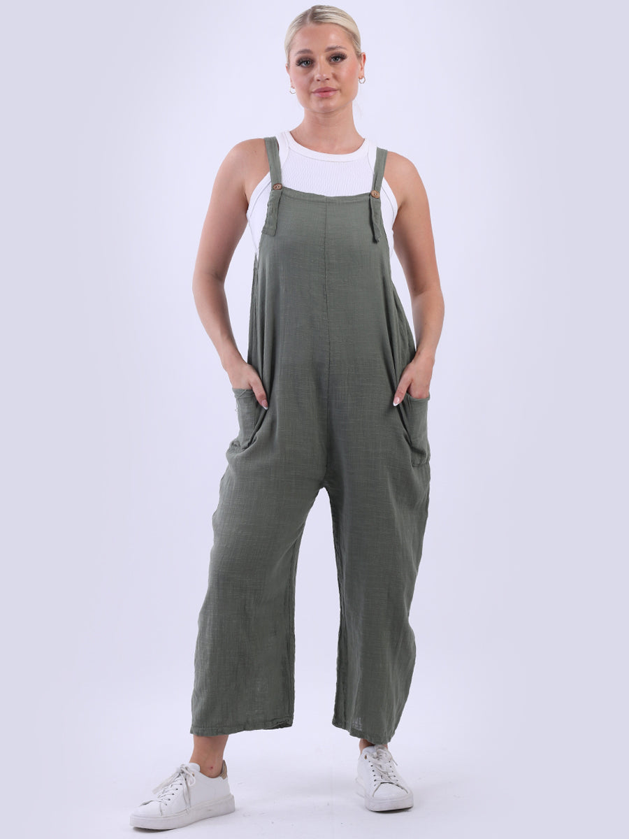 Solid Cotton Dungaree Khaki