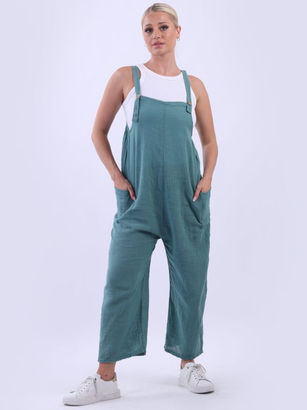 Solid Cotton Dungaree Ocean Blue