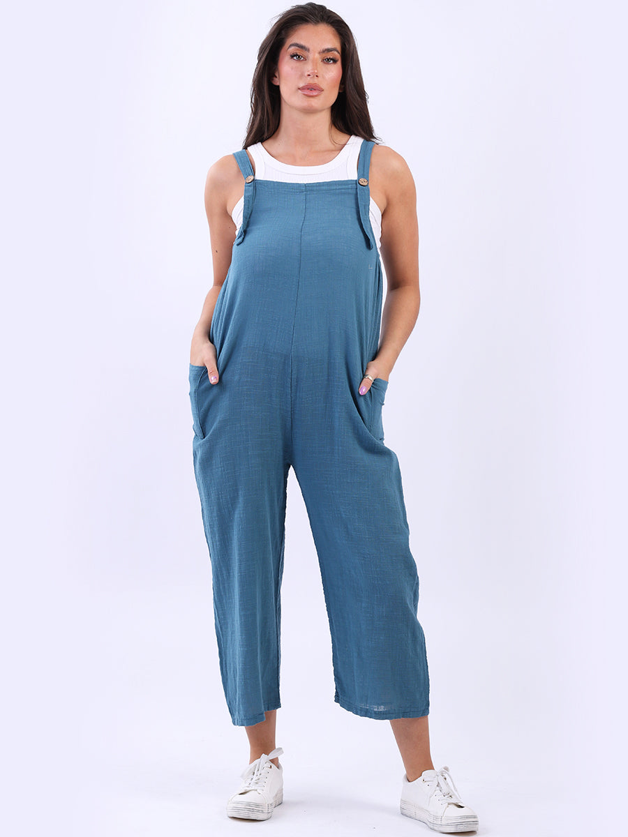 Solid Cotton Dungaree Teal