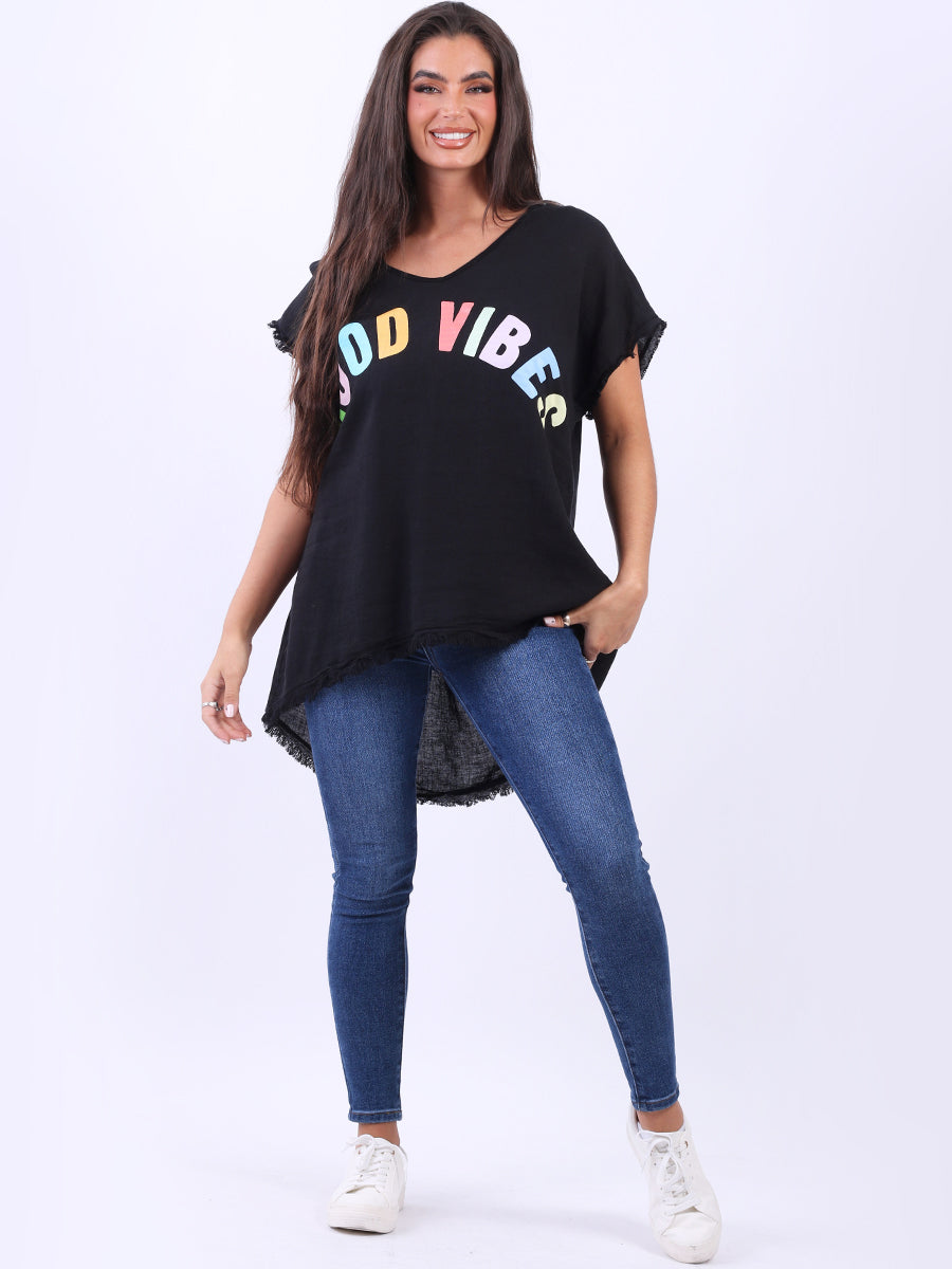 Ladies  V-Neck Cotton Lagenlook Tunic Top