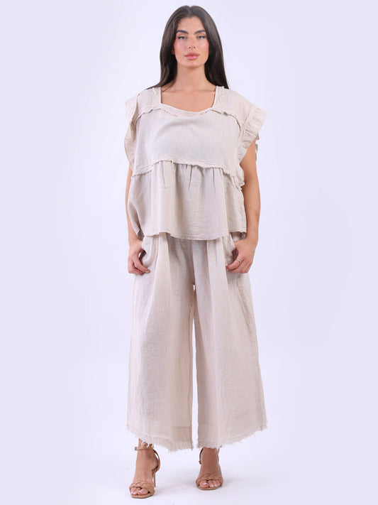 Hop Sack Linen Crop Boxy Top