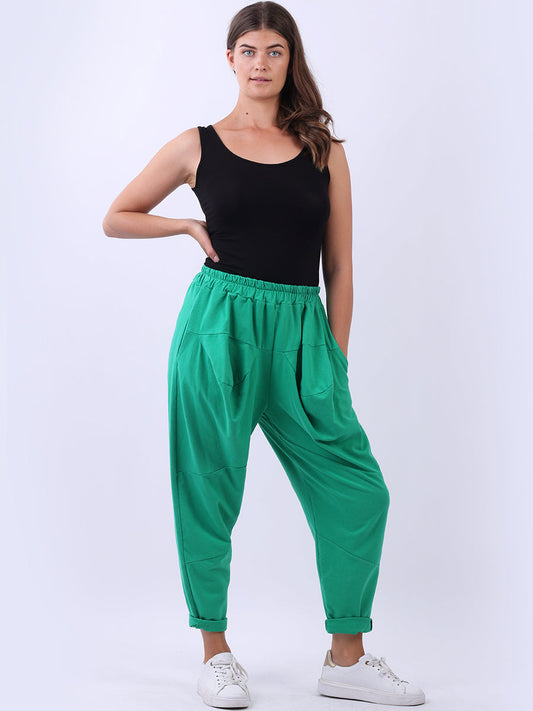 Ladies Plain Casual Relaxed Fit Cotton Trouser
