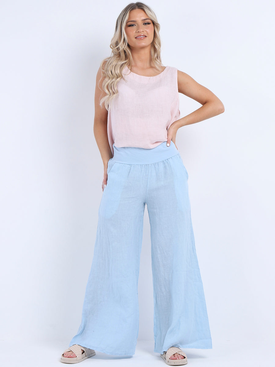 Casual Linen Wide Leg Women Palazzo