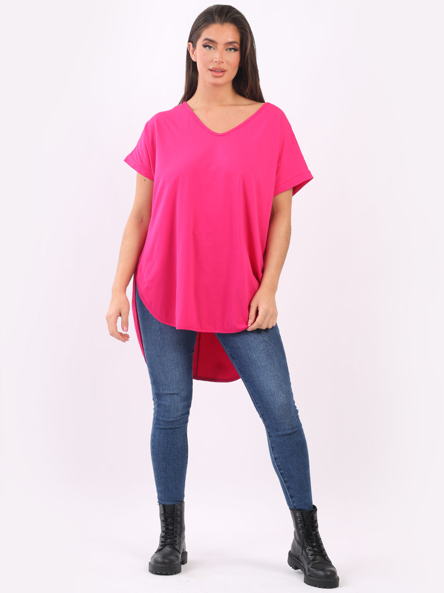 Plain Cotton V-Neck Top