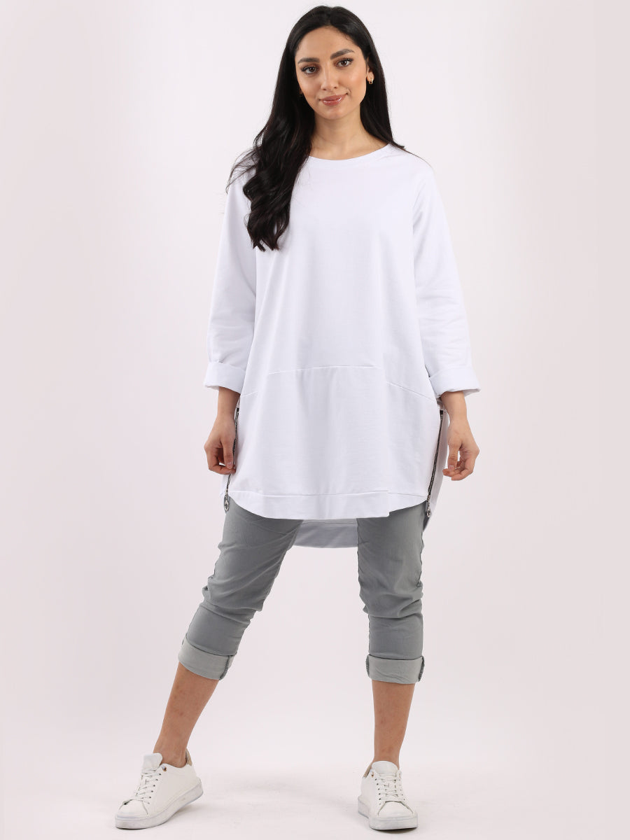 Solid Cotton Baggy Top White