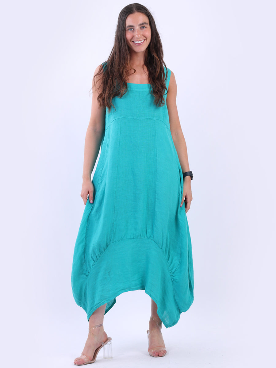 Plain Linen Balloon Hem Tank Maxi Dress