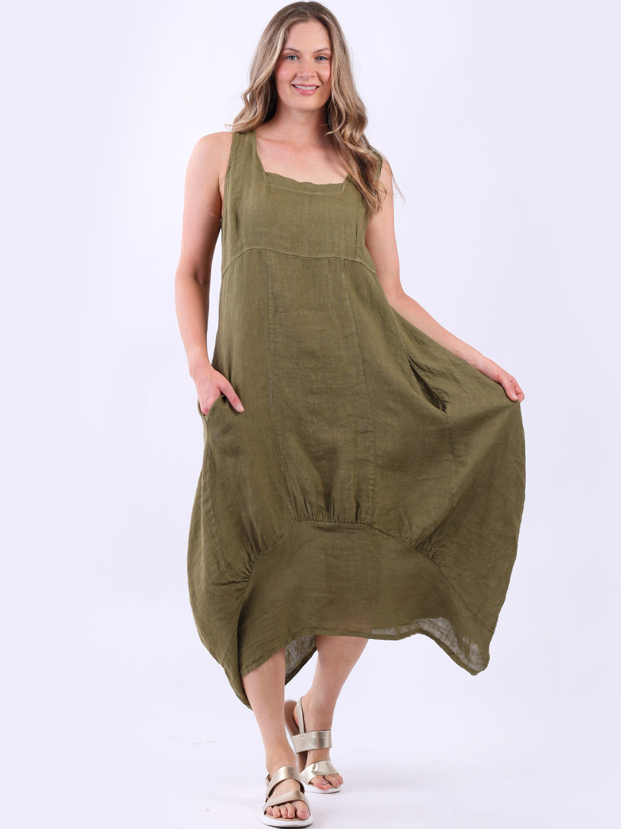 Plain Linen Balloon Hem Tank Maxi Dress