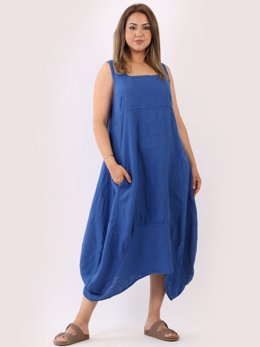 Plain Linen Balloon Hem Tank Maxi Dress