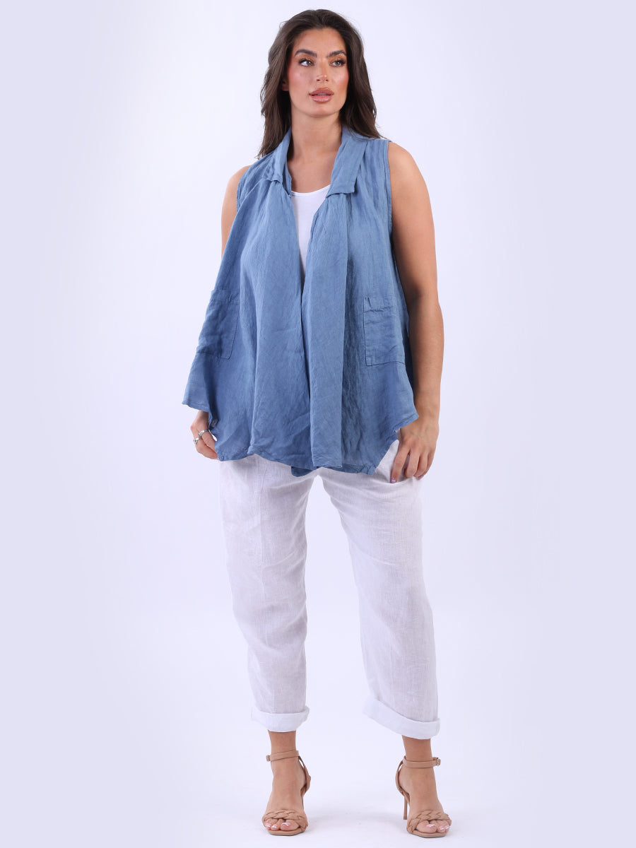 Linen Sleeveless Jacket