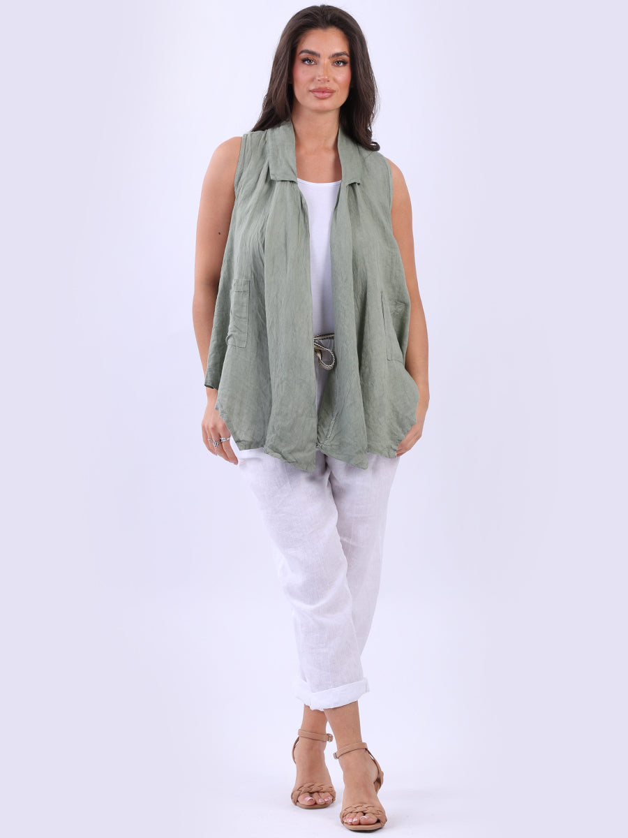 Linen Sleeveless Jacket