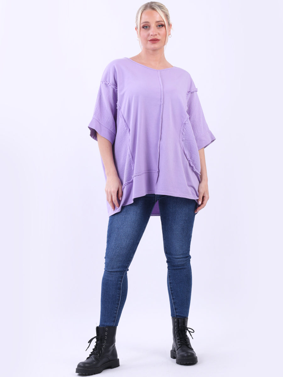 Hopsack Baggy Cotton Solid Summer Top