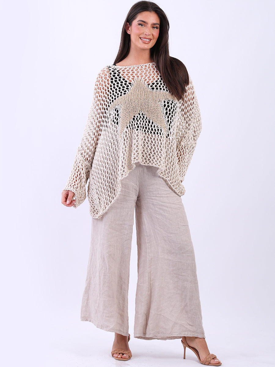 Trendy Knitted Star Crochet Batwing Cotton Cover Up