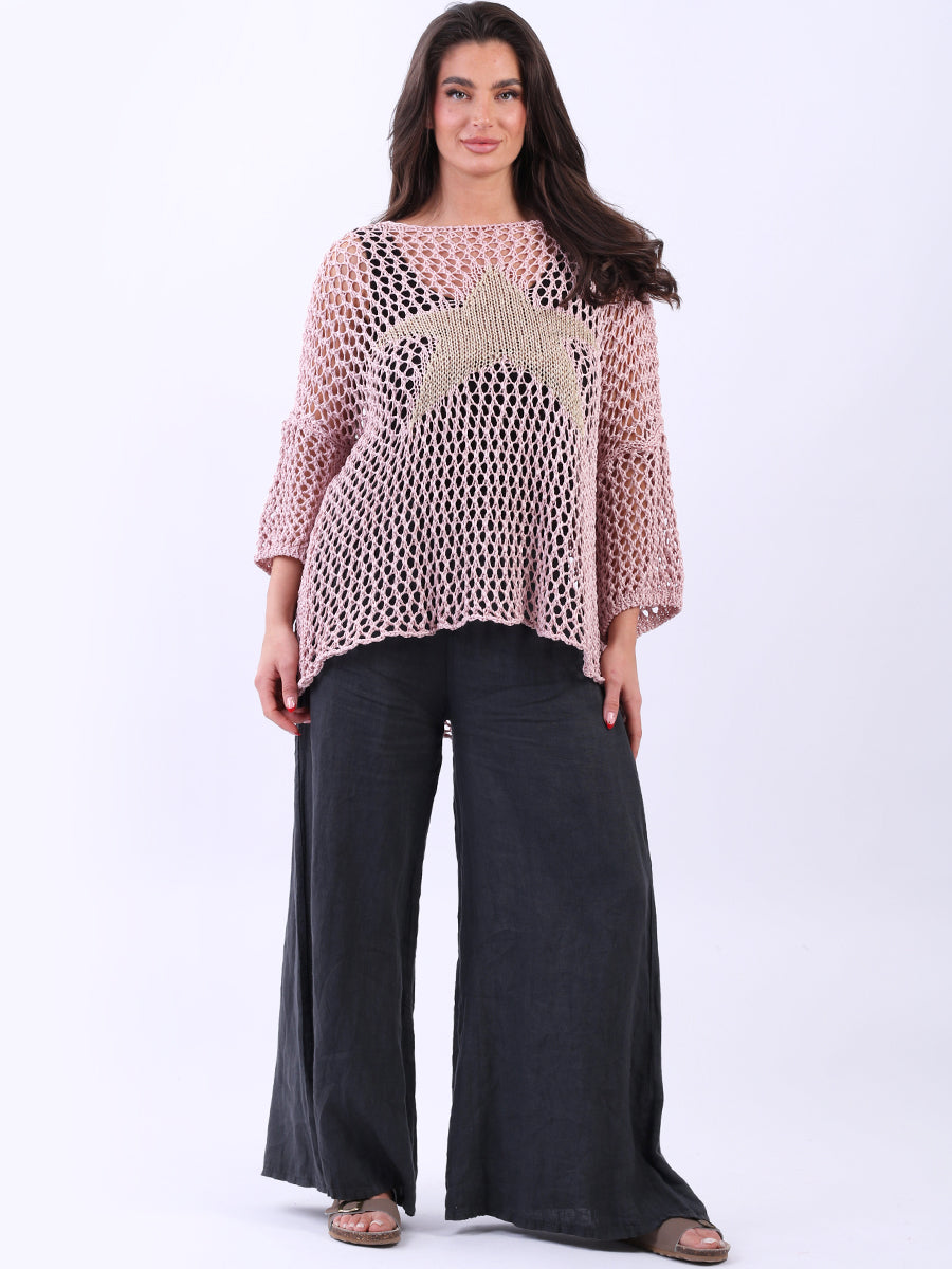Trendy Knitted Star Crochet Batwing Cotton Cover Up
