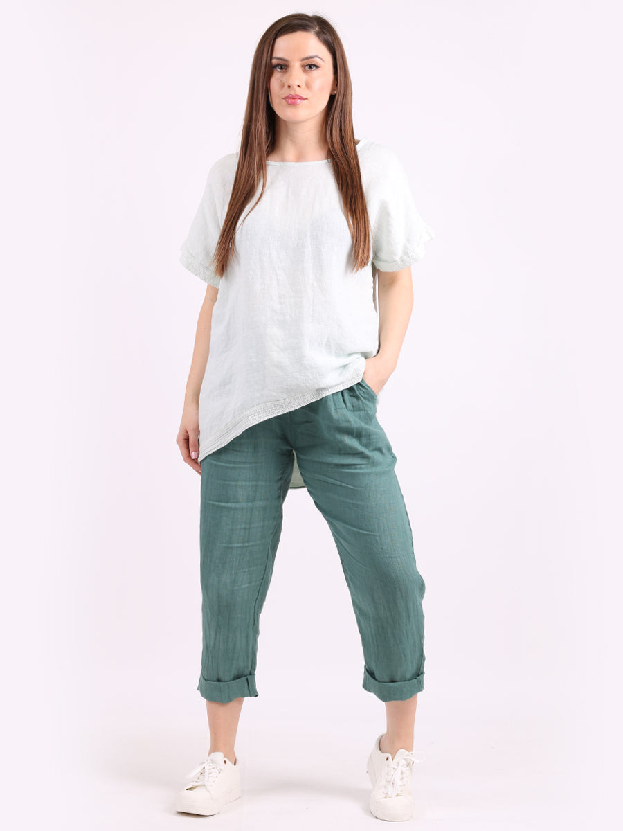 Italian Sequin Linen Top White
