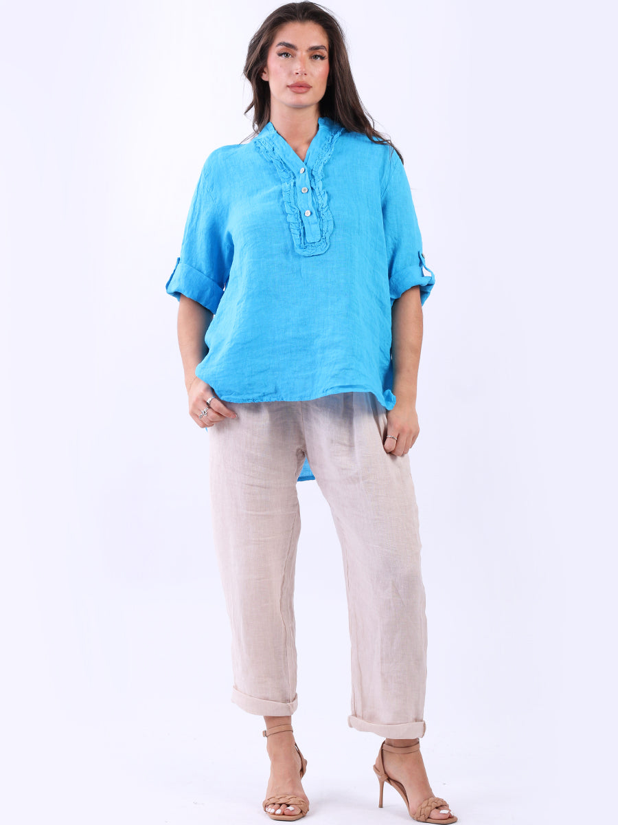 Plain Linen Vintage Wash Baggy Shirt