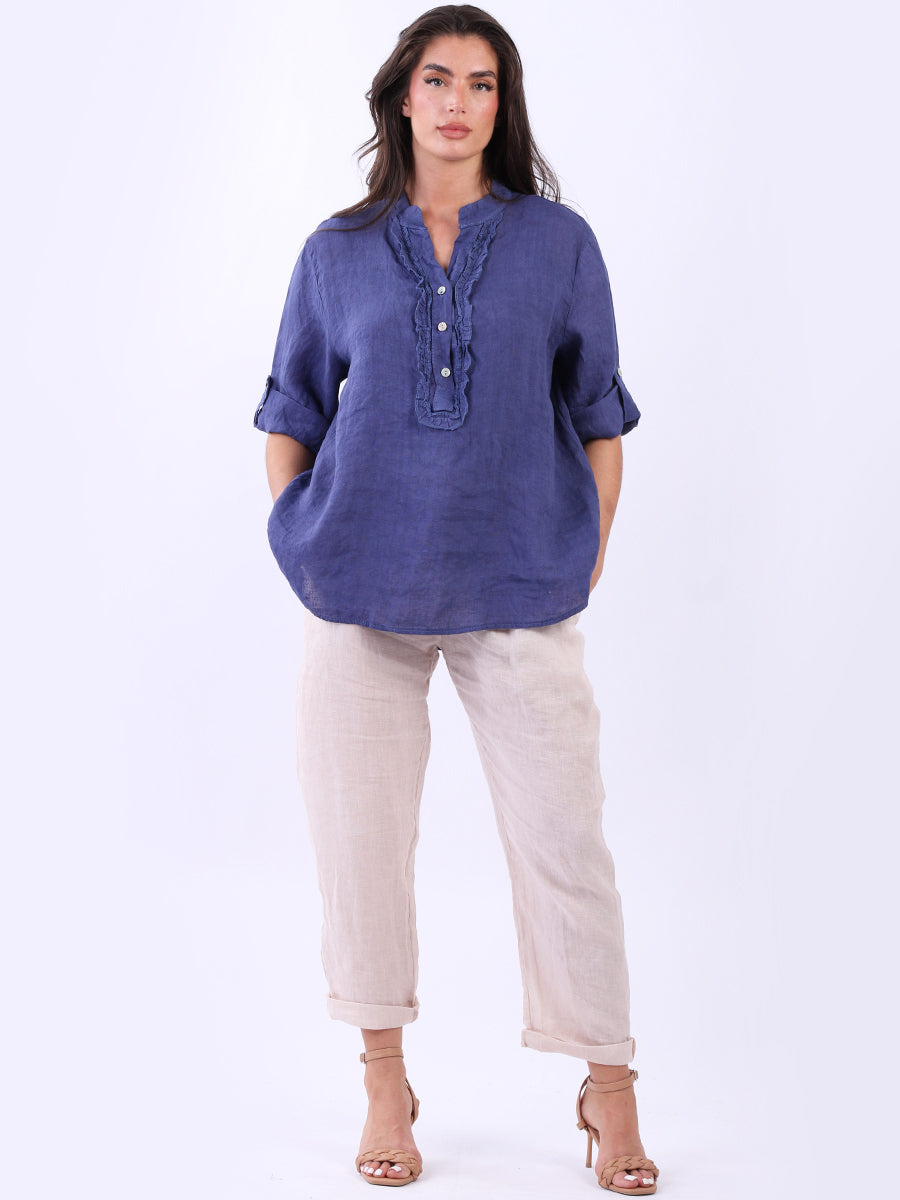 Plain Linen Vintage Wash Baggy Shirt