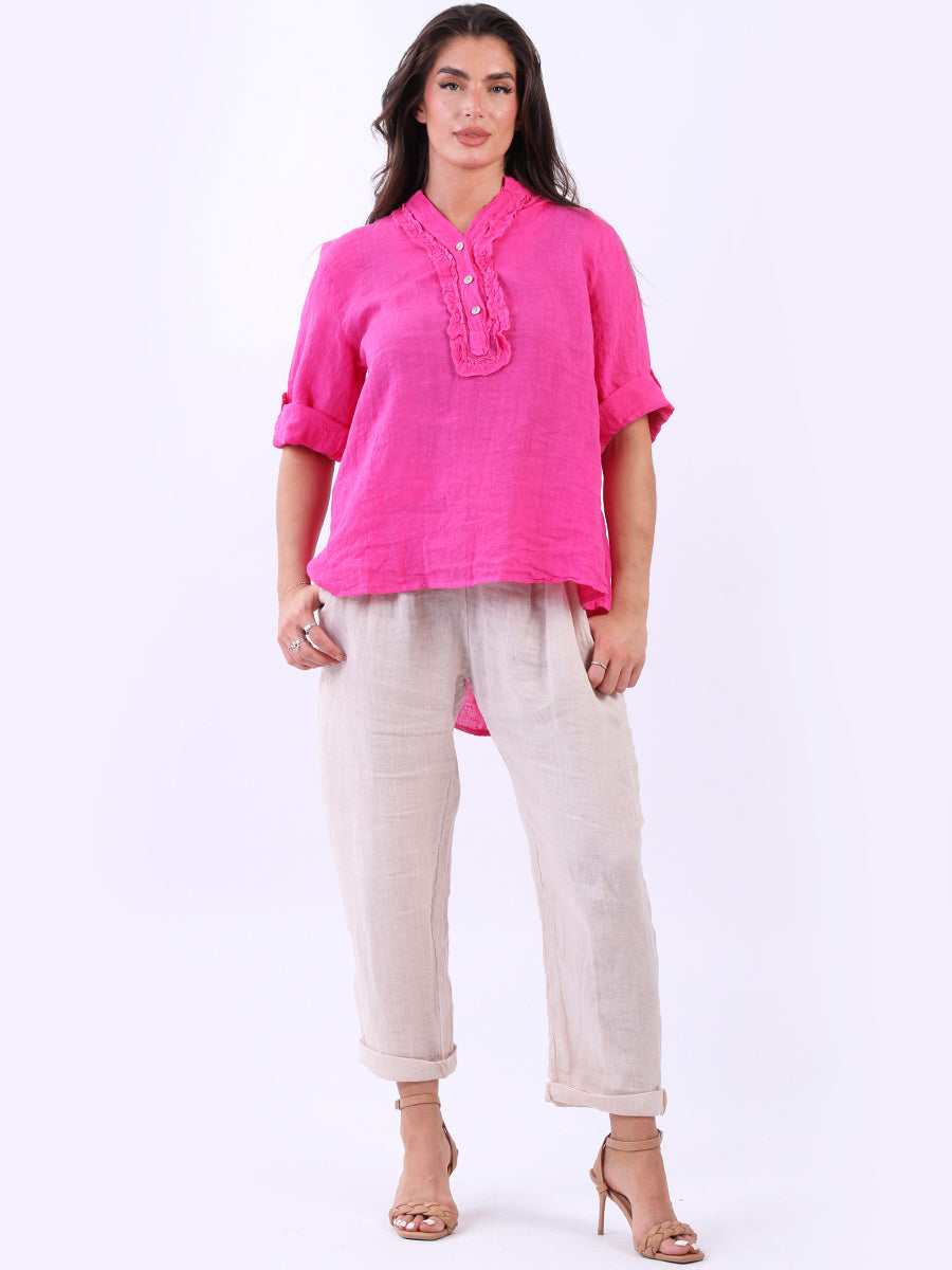 Plain Linen Vintage Wash Baggy Shirt