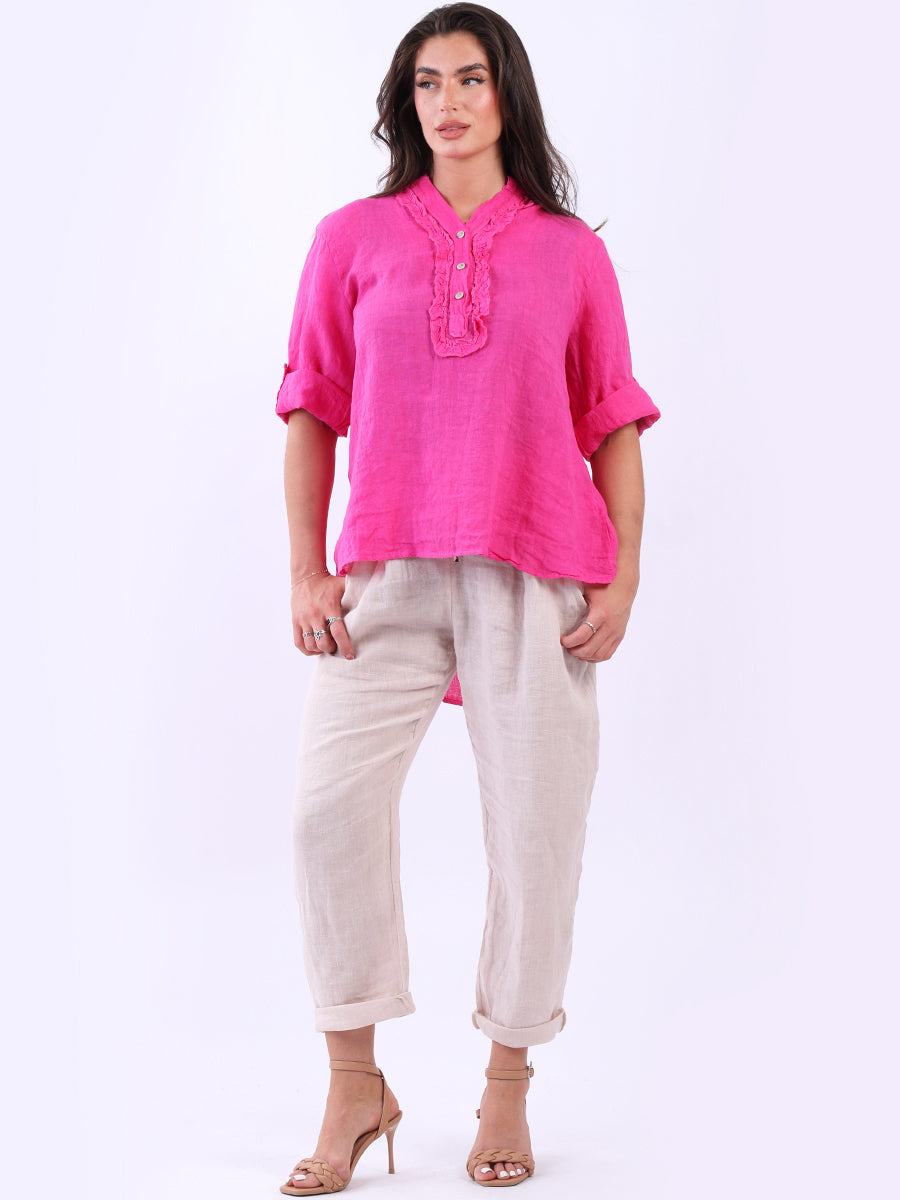 Plain Linen Vintage Wash Baggy Shirt