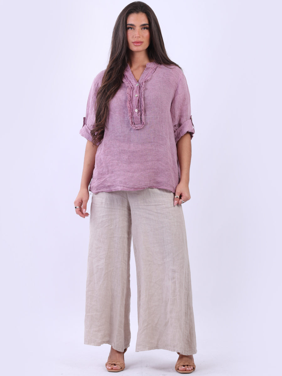 Plain Linen Vintage Wash Baggy Shirt
