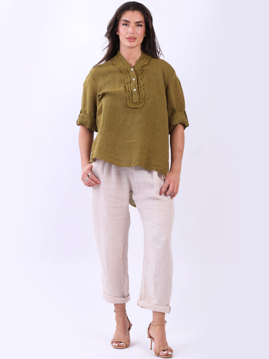 Plain Linen Vintage Wash Baggy Shirt