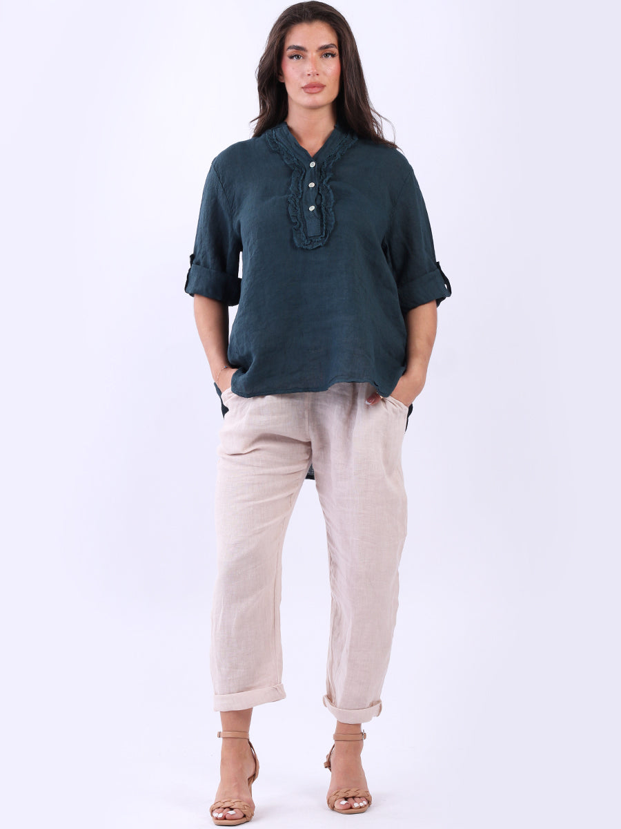 Plain Linen Vintage Wash Baggy Shirt