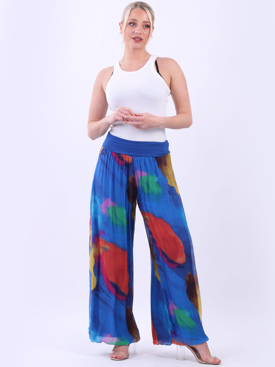 Tie Dyed Wide Leg Harem Silk Palazzo