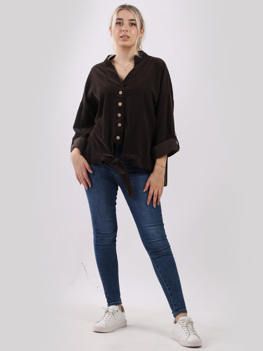 Cotton Corduroy Lagenlook Crop Top
