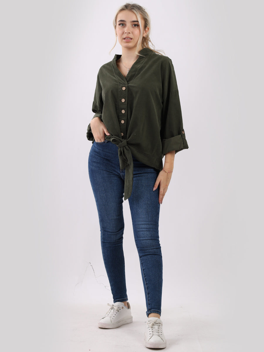 Cotton Corduroy Lagenlook Crop Top