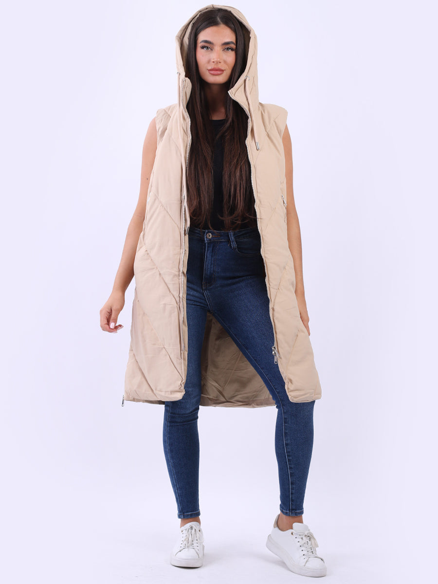 Italian Women Plus Size Lagenlook Puffer Hoodie Gilet