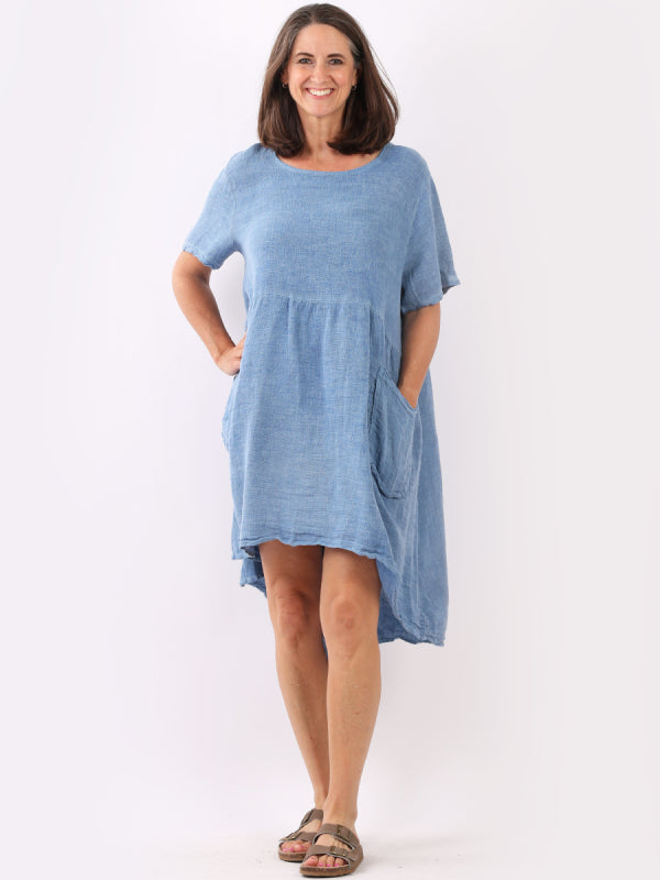 Vintage Wash Solid Linen Swing Dress