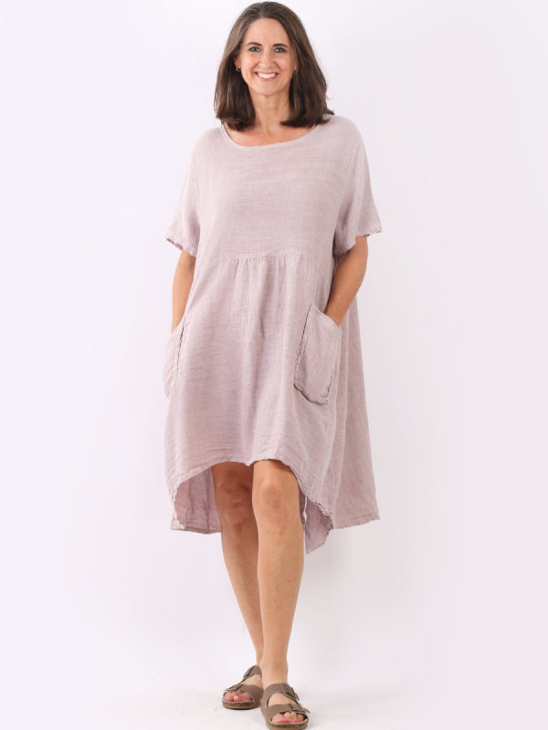 Vintage Wash Solid Linen Swing Dress