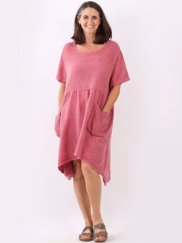 Vintage Wash Solid Linen Swing Dress