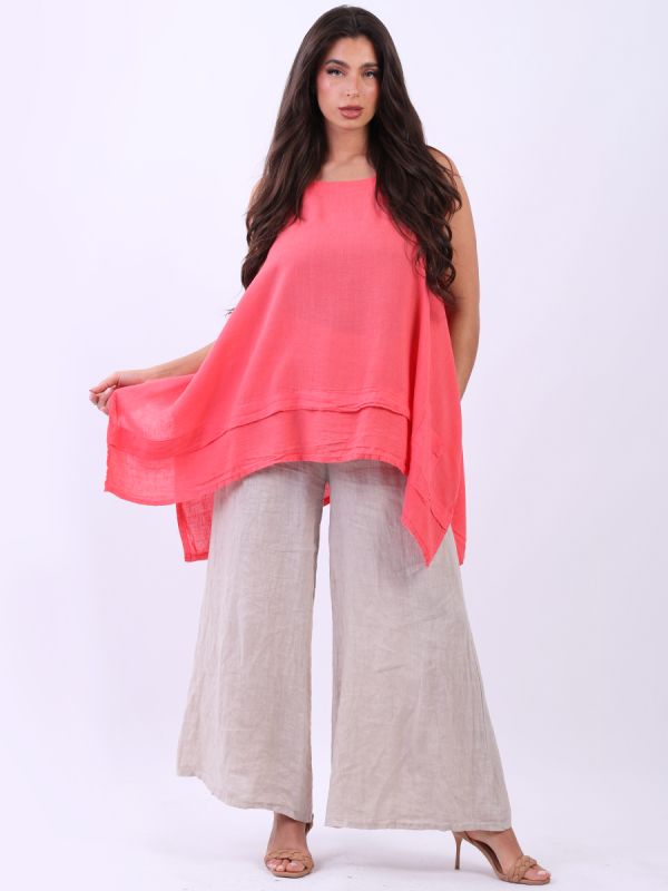 Sleeveless Plain Linen Tank Top